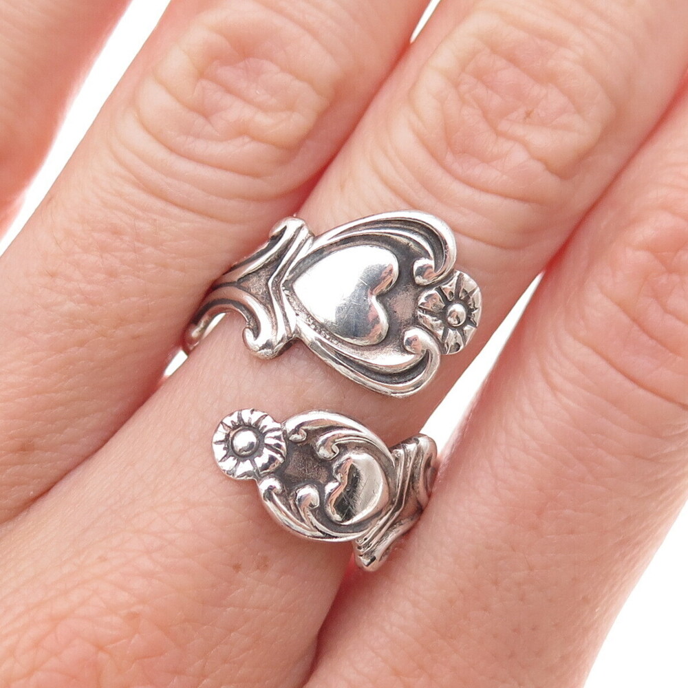 Avon 925 Sterling Silver Vintage Treasured Heart Adjustable Ring Size 8.75